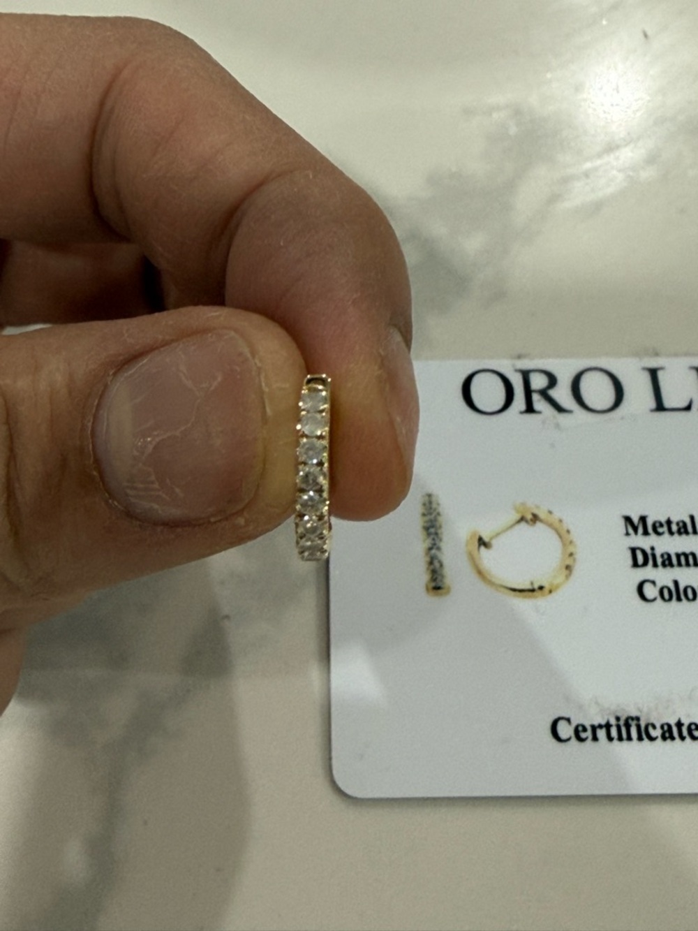 14K YG Diamond Huggie Hoop Earrings - Single Earring - Not A Pair - Picture 5 of 10